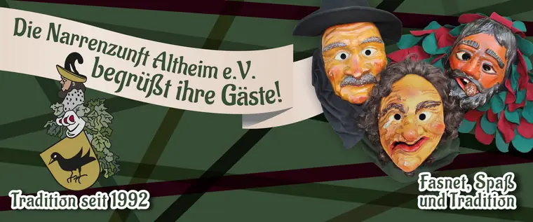 Banner mit Masken der Zunft