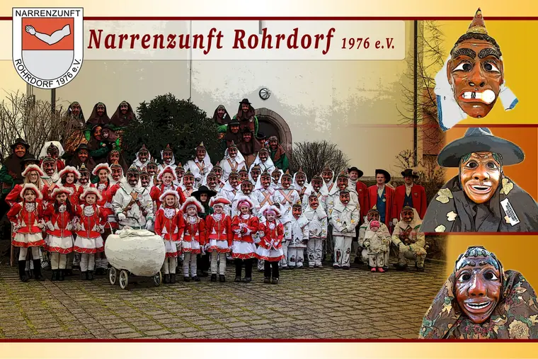 Gruppenfoto der Zunft mit Eierknacker-Masken